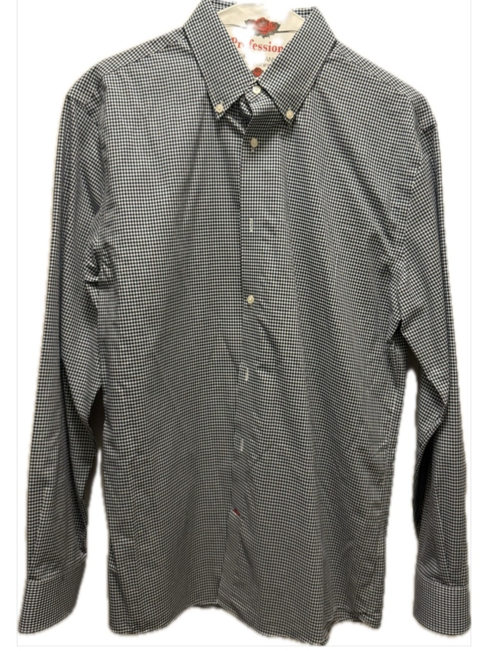 Tommy Hilfiger Navy and White Micro-Check Button-Down Shirt